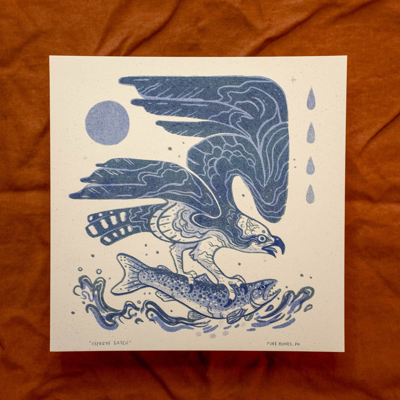 "Osprey Catch" 8x8 Art Print by Pine Bones