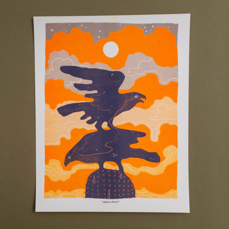 "Hawk Stack" 11x14 Art Print by Pine Bones