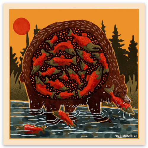 "River Bear" Sticker By Holls Walck