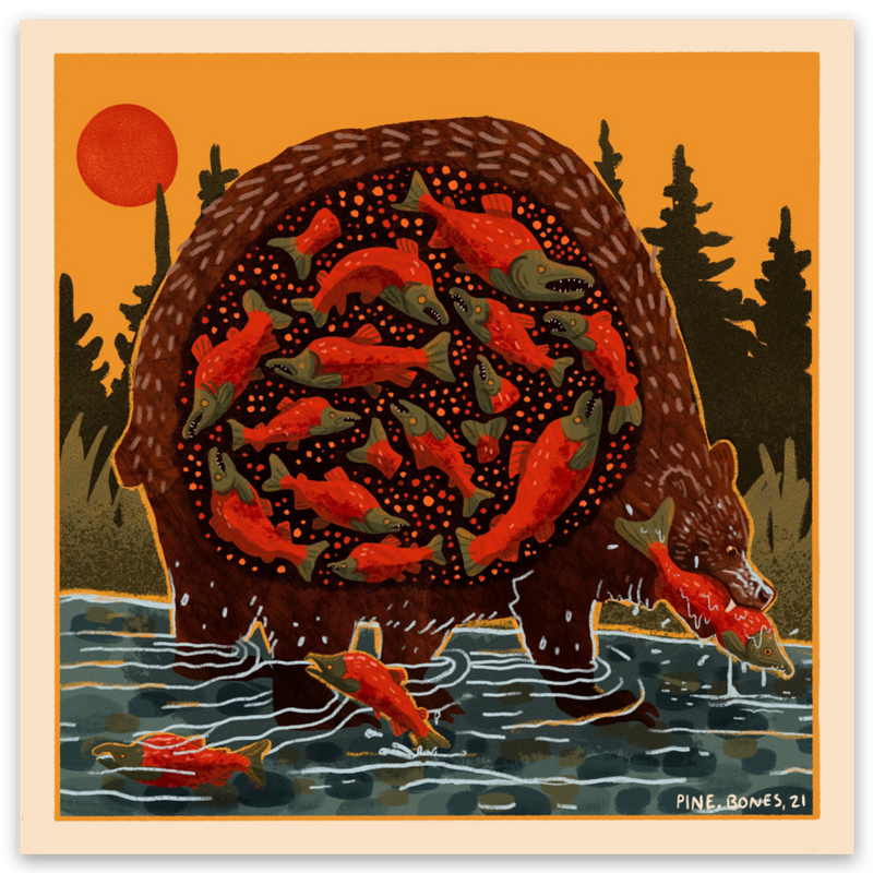 "River Bear" Sticker By Holls Walck