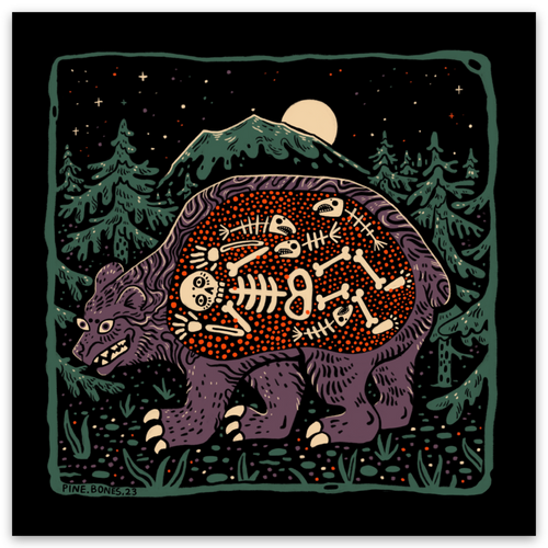 "Skeleton Bear" Sticker By Holls Walck