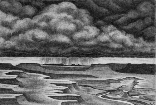 “Stormy White Rim" Charcoal Art Print by Kelsey Koprowski