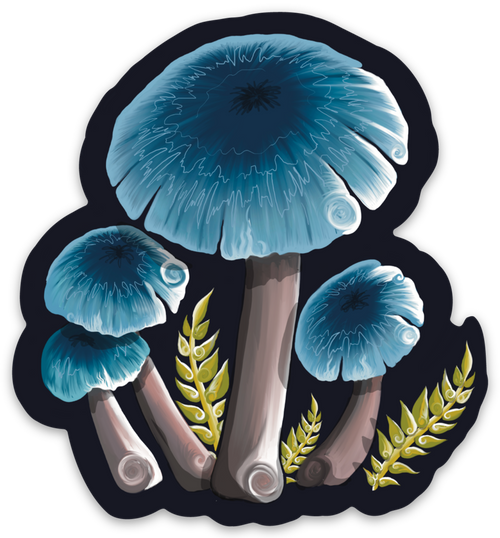 "Blue Mycena" Sticker By Tamar Phillips