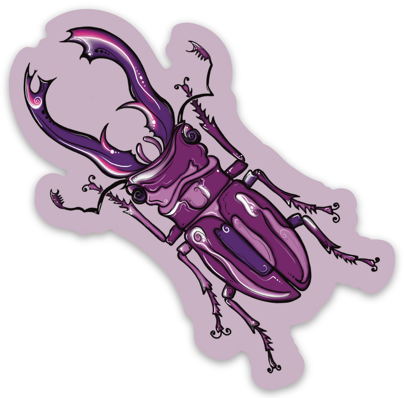 "Purple Stag Beetle" Sticker By Tamar Phillips